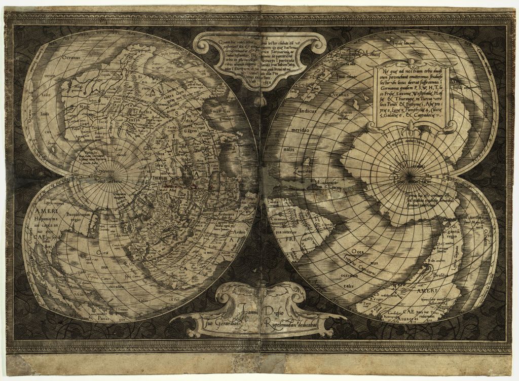 World map by Gerhard Mercator, 1538.