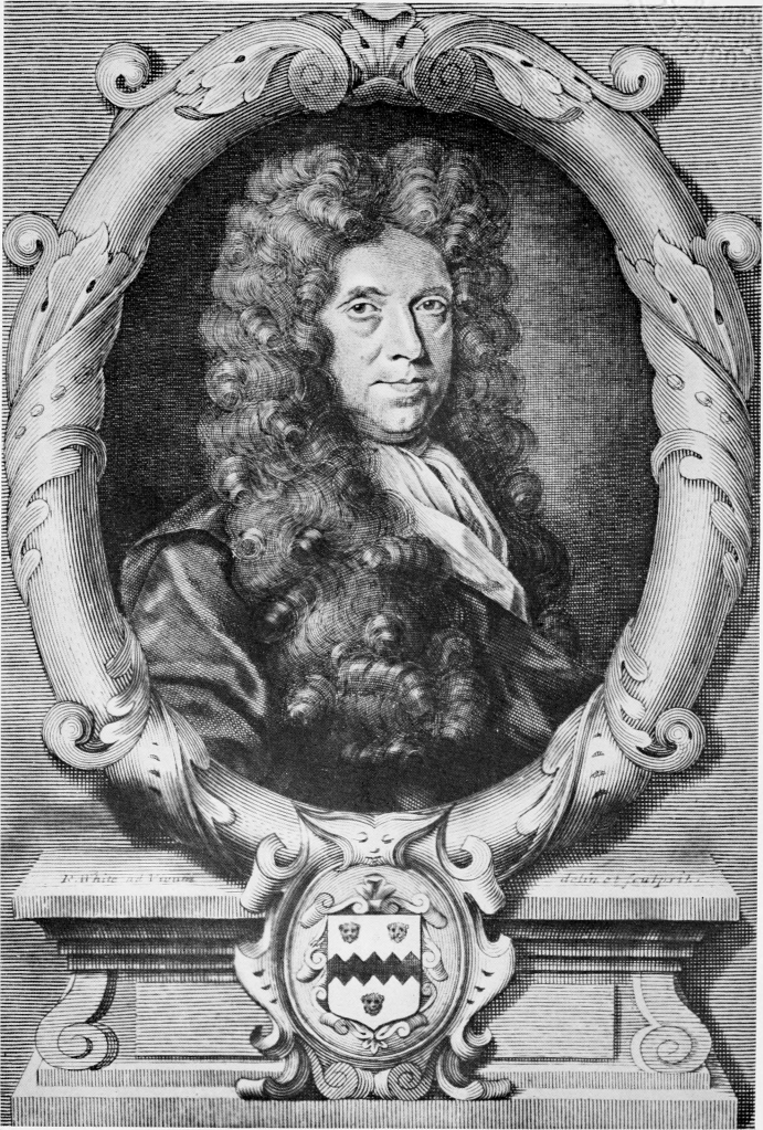 Nehemiah Grew (1641-1712), as depicted in a portrait from his 1701 work Cosmologia Sacra: or a Discourse of the Universe as it is the Creature and Kingdom of God