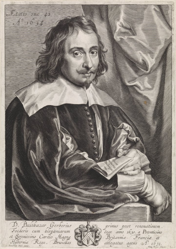 An engraving showing a portrait of Balthazar Gerbier at the age of 42.